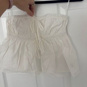 Reformation strapless white cotton top